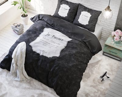 Sleeptime Mon Amour - Dekbedovertrekset - Tweepersoons - 200x200/220 cm + 2 kussenslopen 60x70 cm - Antraciet