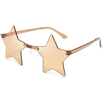 1 Stuk Randloos Stervormig Effen Kleur Bril Voor Cosplay Bril Coole Disco Bril Voor Vrouwen Mannen Trendy Pentagram Bril