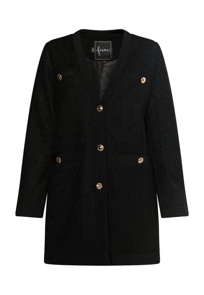 Faina Bouclé blazer Dames zwart