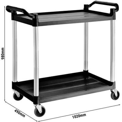 GGM Gastro Servierwagen aus Kunststoff - 1020x490mm - mit 2 Abstellflächen Zwart
