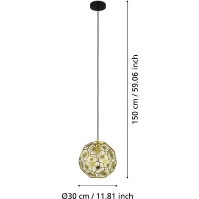 EGLO Hanglamp Skoura, messingkleurig, Ø 30 cm, staal, E27