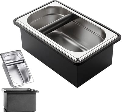Grote RVS Espresso Koffie Knock Box met Geluidsdempende Rubberring en Siliconen Bar voor Portafilter Grondstoffen