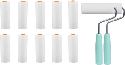Kleine verfrollerset met handvat - 12 stuks voor plamuurmassa en rolpleister, sterke wateropname en gelijkmatige afwerking