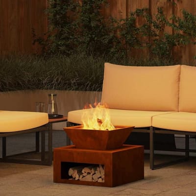 Buitenhaard - Terrashaard Vuurkorf - Gezellige avonden - Robuuste stalen behuizing - 50 x 50 x 40 cm - Roestig