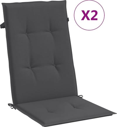vidaXL - Stoelkussens - 2 - st - hoge - rug - 120x50x4 - cm - stof - gemêleerd - antraciet
