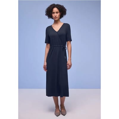 Midi-jurk met overslagdetail
