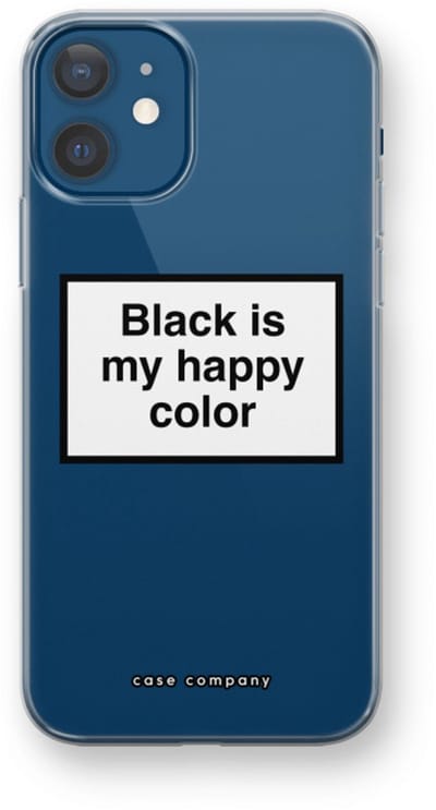 Case Company® - Hoesje geschikt voor iPhone 12 mini hoesje - Black is my happy color - Soft Cover Telefoonhoesje - Bescherming aan alle Kanten en Schermrand