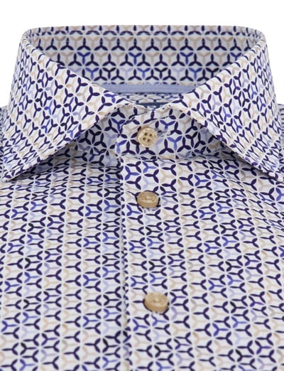 Ledub modern fit overhemd blauw katoen patroon