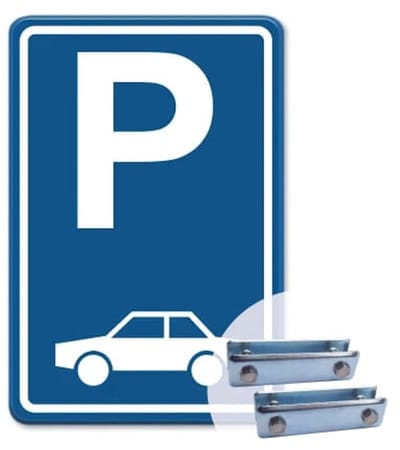 Parkeerbord Auto - blauw - Weerbestendig Aluminium - 40x60 cm - Bevestiging: Met hekbeugels (voor spijlen- of gaashek)
