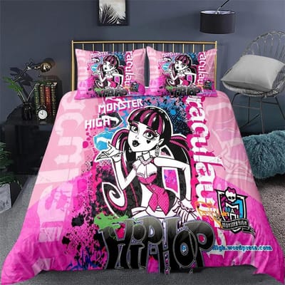 3D Geprint Monster High Beddengoed Set Dekbedovertrek Slaapkamer Dekbedovertrekken Eenpersoons Tweepersoons Kingsize Quiltovertrek Hometextiel 2/3 STUKS 135X200cm-2pcs white