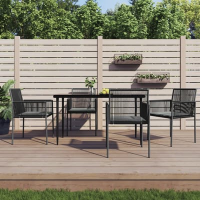 vidaXL - Tuinstoelen - 4 - st - met - kussens - 54x60,5x83,5 - cm - poly - rattan - zwart
