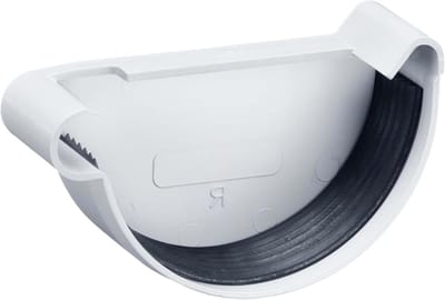 Goot eindstuk - Halfronde afsluiting - Dakgoot lekdicht maken - Rubberen afdichtlip - NW 125 mm - Wit