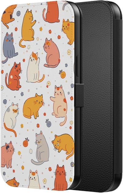 Smartphonica Telefoonhoesje Geschikt voor iPhone 12 Pro Max Kunstleren Bookcase Hoesje met Magnetisch Lipje en Pasjeshouder met Katten Opdruk geschikt voor iPhone 12 Pro Max