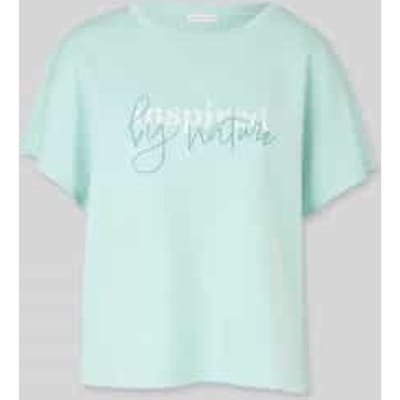 Tom Tailor - Loose fit scuba T-shirt met print - Maat XL - blue haze