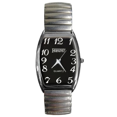 Fako® - Horloge - Rekband - Featurely - 31x44mm - Zilverkleurig - Zwart