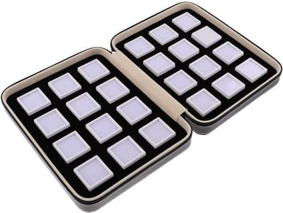 Bewaardoos Edelstenen - Kralen Organizer - Diamantborduurwerk Sorteren - 24 Aparte Vakken - 25.5 x 20.5 x 6 cm - Zwart