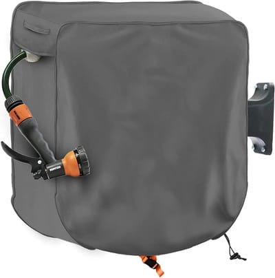 Slanghaspelhoes - Hose Reel Cover - Tuinslang Beschermen - Waterafstotend Oxford Stof - 24"L x18"Bx24"H - Grijs
