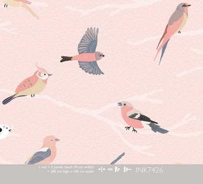 INGK - Kate & Andy - Behang - Fly and be free (pink)