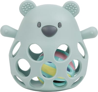 Nattou SILICONE Rammelaar met bal - Beer - 13,5 cm - Pastelgroen
