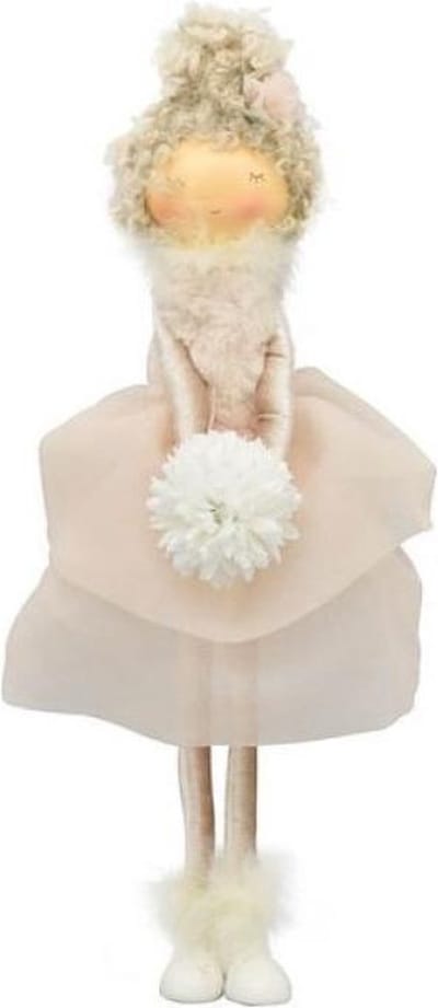 Pop Meisje decoratie Ecru met bloem