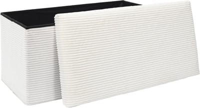 Opvouwbare Opbergbank met Ribbelstructuur Beige - Zachte Zitting en Extra Opbergruimte