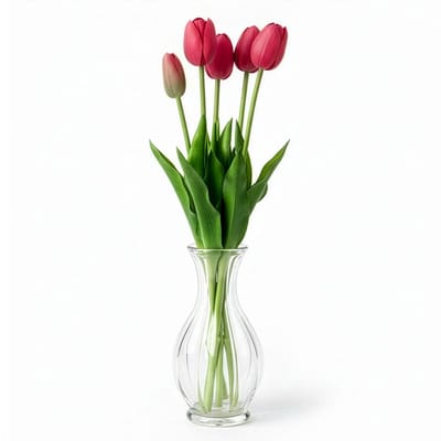 DIVERZA Kunstbloemen – Real Touch Tulpen – Levensechte Kunstbloemen – Decoratie & Cadeau – Donker Roze