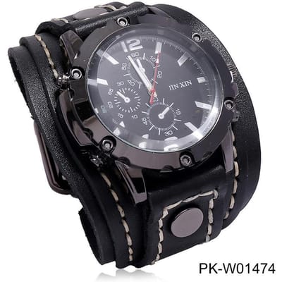 Vintage Horloges Heren Echt Leer Wijzerplaat Riem Band Punk Horloge Brede Koeienhuid Armband & Armbanden Voor Dames Mannen Sieraden gray