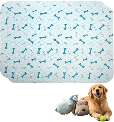 Dailygoods - Geyecete Wasbare hondenplaspads (2 stuks) premium plaspads voor honden, waterdichte wattenschijfjes, herbruikbare hondentrainingspads, puppyreizen huisdier-blauw-60 x 90