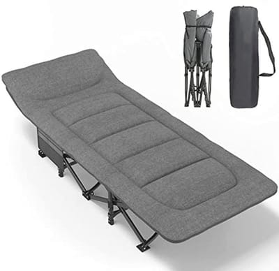 Draagbaar Campingbed voor Volwassenen - Lichtgewicht Vouwbed met Draagtas en Kussen - Ondersteunt tot 204 kg