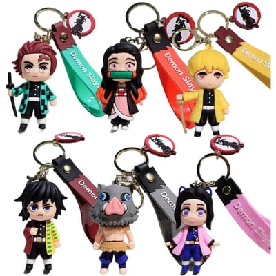 Anime Figuur Demon Slayer Sleutelhanger Auto Sleutelhanger Cartoon Rugzak Hanger Handgemaakte Rugzak Hanger Kinderverjaardag Kerstcadeaus black