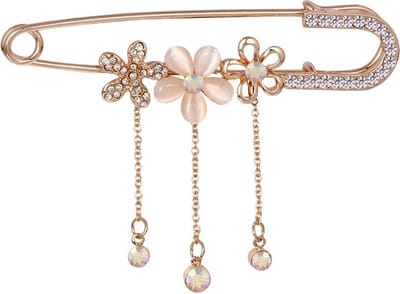 Fako Bijoux - Sierspeld - Sjaalspeld - Vestsluiting - Vestspeld - Kristal Bloemen DLX - 75mm - Goudkleurig