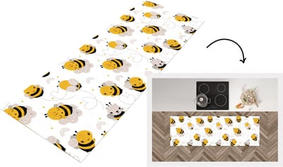 Keukenloper - Loper keuken - Bijen - Patronen - Kawaii - 150x50 cm - Keukenloper vinyl