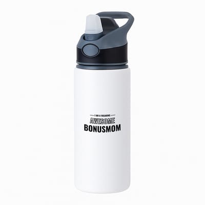 Hacebo® - I am a freaking awesome bonusmom waterfles met rietje zwart - de meest geweldigste bonusmoeder - Moeder cadeautjes - moederdag - verjaardagscadeau - verjaardag - cadeau - geschenk - kado - gift - water fles - 650ML