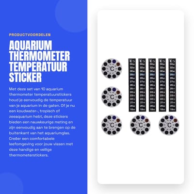 Dailygoods - Aquarium Thermometer - Temperatuur Sticker - Nauwkeurig en Gebruiksvriendelijk - 10 Stuks - Geschikt voor Koud Water en Tropisch Zeeaquar...