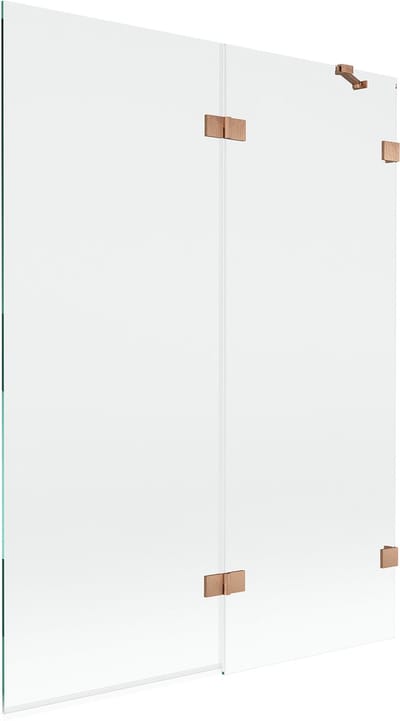 Mexen Lunar badwand 2-delig rechts 130 x 150 , transparant, geborsteld koper - 897-130-100-65-00-P