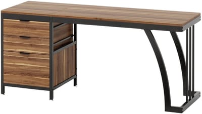 Computerbureau - Bureau met lades - Werktafel - Voor studeren of werken - 3 lades - Walnut