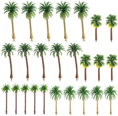 Dailygoods- Palmbomen 30 stuks - Plastic Modelbomen - Micro-landschap Decoraties - Flexibel en Duurzaam - Boomhoogte 5-9 cm - Levensecht Ontwerp