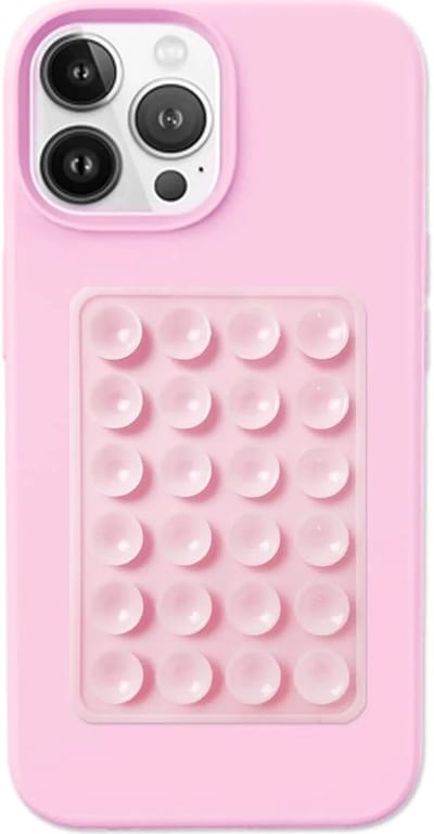 SBG Siliconen Sticker Telefoonhouder met Zelfklevende Zuignapjes - Universeel voor Smartphones - Geschikt voor o.a. Spiegel, Raam, Muur of Bureau - Telefoonsticker - Lichtroze