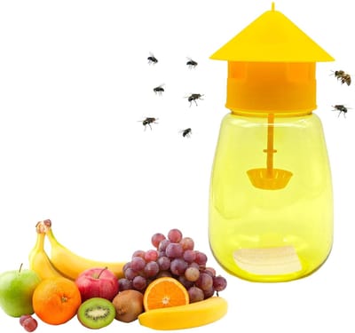 QTTVBTNA – Fruitvliegjes Vanger - Herbruikbare Insectenval voor Thuis, Keuken en Tuin - Fruitvliegenval - voor Binnen en Buiten Gebruik - Gele
