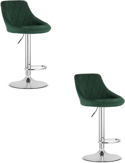 KAST kruk - fluweelgroen / chromen onderstel x 2