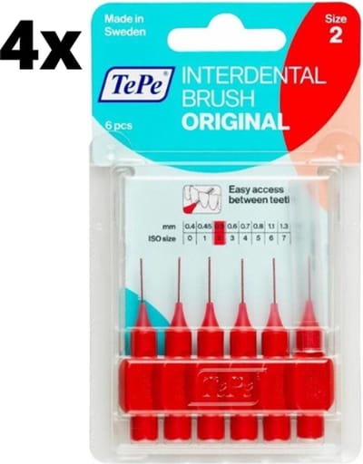 TePe Ragers Rood 0,5mm - 4 x 6 stuks - Voordeelverpakking