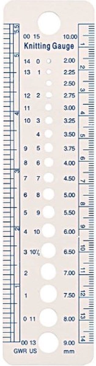 Breinaalddiktemeter - Breinaald diktemeter - Brei Liniaal - Inch en millimeter - 1 stuks