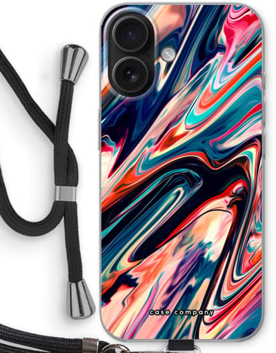 Case Company® - Hoesje met koord geschikt voor iPhone 16 hoesje met Koord - Quantum Being - Telefoonhoesje met Zwart Koord - Bescherming aan alle Kanten en Over de Schermrand