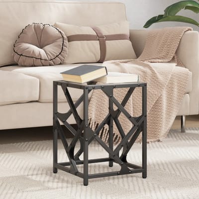 vidaXL - Salontafel - met - transparant - glazen - blad - 30x30x41 - cm - staal