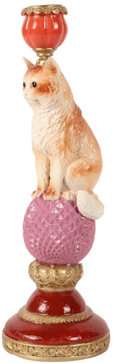 Baroque - Kandelaar - Kandelaar Kat 28 cm - Multi - Resin - 28x9.5x9.5 - Polyresin