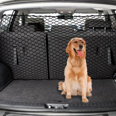 Famanu - Hondenautobarrière - 120 x 70 cm - Verstelbaar veiligheidsnet - Voor auto en kofferbak