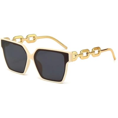 Nieuwe Dames Rechthoek Vintage Zonnebril Merk Designer Retro Punten Zonnebril Vrouwelijke Dame Lenzenvloeistof Cat Eye Driver Goggles beige
