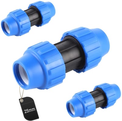 Dailygoods - SWAWIS 3 stuks PP-schroefdraad voor PE-buizen, kunststof schroefdraad, adapter van polypropyleen, klemconnector voor PE-buizen, 25 mm