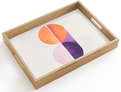 Dienblad hout 40x30 cm - Schootdienblad - Cirkels - Abstract - Paars - Borrelplank rechthoek - Plateau dienbladen
