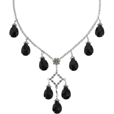Behave - Ketting met zwarte druppelvormige hangers - Nikkelvrij - 40 cm + 7,5 cm verlengketting